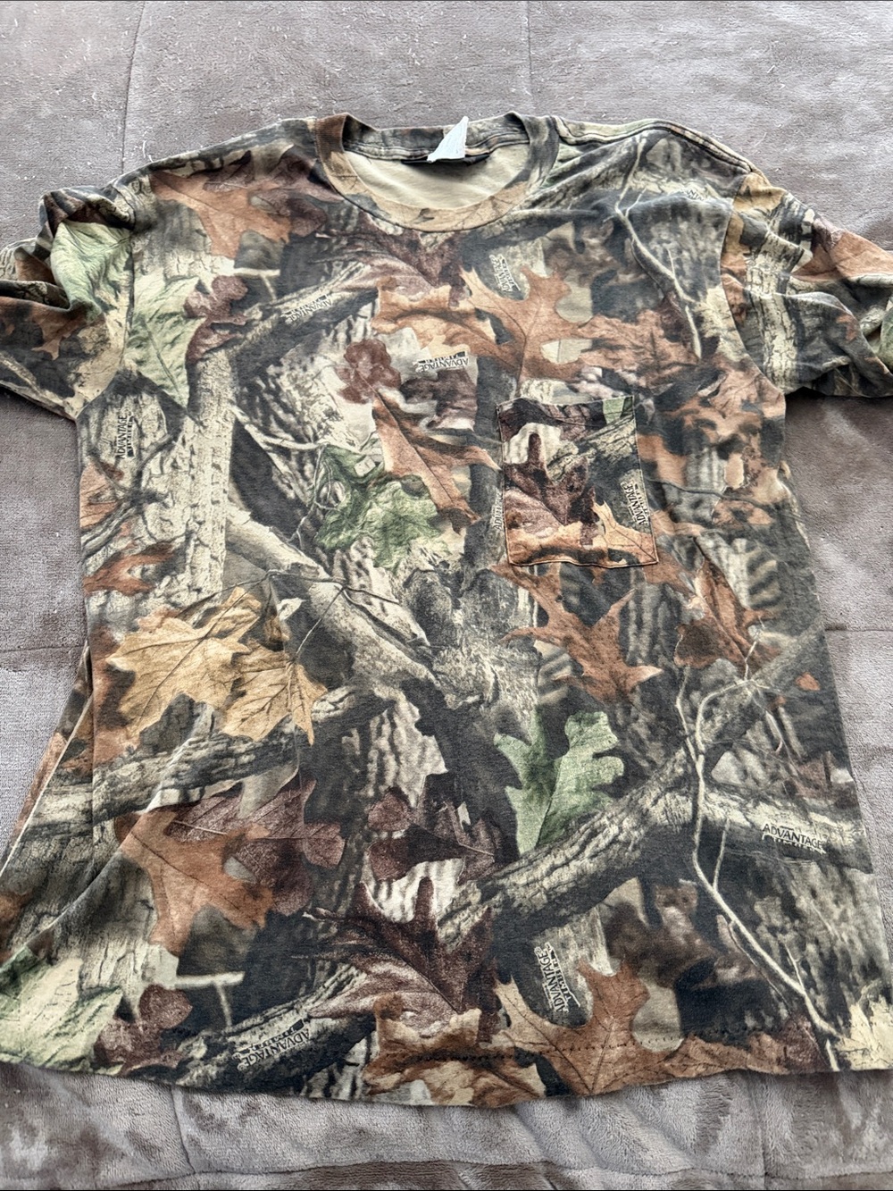 Realtree Men's Short Sleeve Camo Pocket Tee - Brown Green Tan